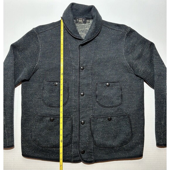 RRL Ralph Lauren Beach Cloth Cardigan Jacket Genuine Indigo Size Large Shawl - Picture 3 of 10